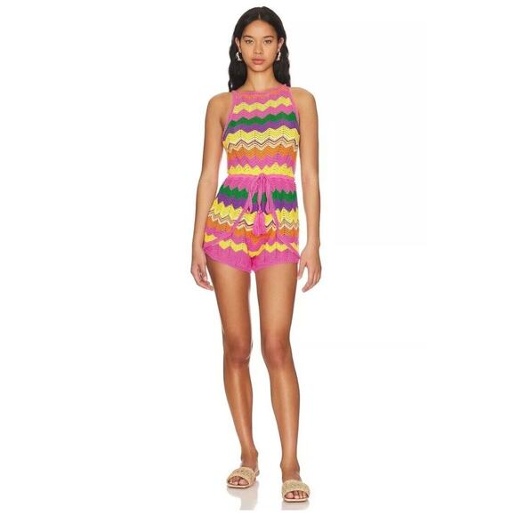 SPELL & THE GYPSY ZIGGY CROCHET ROMPER Rainbow Boho Retro Hippie Small New q16 - Picture 6 of 16